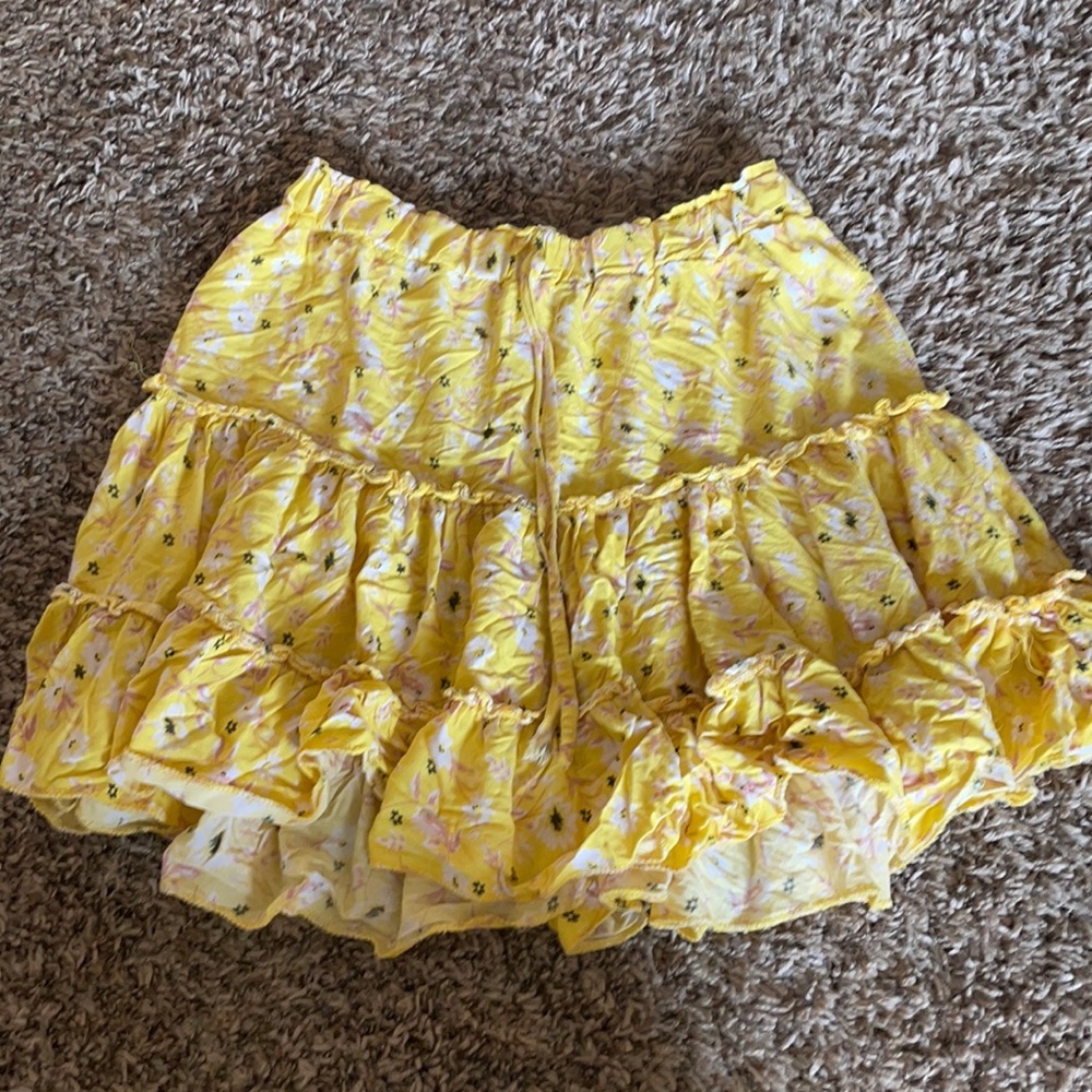 Ruffled Floral Yellow Skirt